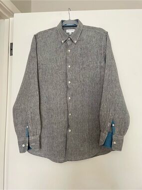 John W Nordstrom Baird McNutt Irish Linen Button Down Long Sleeved Shirt Size L
